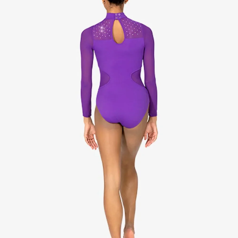 Leotard New Elisse Women's SA MA or LA Long Sleeve Dance Ballet Costume Purple - Picture 3 of 6